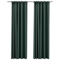 Cortinas Opacas Aspeto Linho C/ Ganchos 2 pcs 140x245 cm Verde