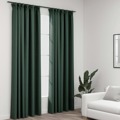 Cortinas Opacas Aspeto Linho C/ Ganchos 2 pcs 140x245 cm Verde