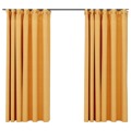 Cortinas Opacas Aspeto Linho C/ Ganchos 2 pcs 140x175cm Amarelo