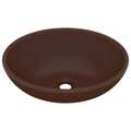 Lavatório Luxuoso Oval 40x33cm Cerâmica Castanho-escuro Mate