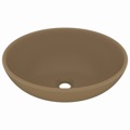 Lavatório Luxuoso Formato Oval 40x33 cm Cerâmica Creme Mate