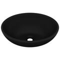 Lavatório Luxuoso Formato Oval 40x33 cm Cerâmica Preto Mate