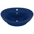 Lavatório Luxuoso Oval 58,5x39 cm Cerâmica Azul-escuro Mate