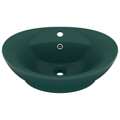 Lavatório Luxuoso Oval 58,5x39 cm Cerâmica Verde-escuro Mate