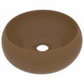 Lavatório Luxuoso Redondo 40x15 cm Cerâmica Creme Mate