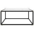 Mesa de Centro 80x80x35 cm Vidro Mármore Branco