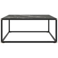 Mesa de Centro 80x80x35 cm Vidro Mármore Preto