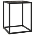 Mesa de Centro 40x40x50 cm Preto com Vidro Marmorizado Preto