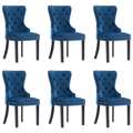 Cadeiras de Jantar 6 pcs Veludo Azul