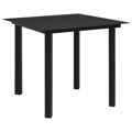 Mesa de Jantar para Jardim 80x80x74 cm Aço e Vidro Preto