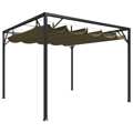 Gazebo Jardim Telhado Retrátil 3x3 M 180 G/m² Cinza-acastanhado