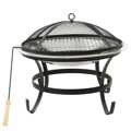 Braseira e Barbecue 2-em-1 com Atiçador 56x56x49 cm Aço Inox.