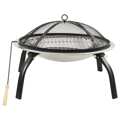 Braseira e Barbecue 2-em-1 com Atiçador 56x56x49 cm Aço Inox.