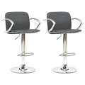 Bancos de Bar 2 pcs Couro Artificial Cinzento