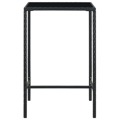 Mesa de Bar para Jardim 70x70x110 cm Vidro e Vime Pe Preto