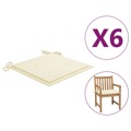 Almofadões P/ Cadeiras de Jardim 6 pcs 50x50x4 cm Tecido Creme