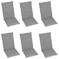 Almofadões para Cadeiras de Jardim 6 pcs 120x50x4 cm Cinzento