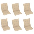 Almofadões para Cadeiras de Jardim 6 pcs 100x50x4 cm Bege