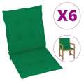Almofadões para Cadeiras de Jardim 6 pcs 100x50x4 cm Verde