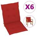 Almofadões para Cadeiras de Jardim 6 pcs 100x50x4 cm Vermelho