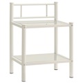 Mesa Cabeceira 45x34,5x60,5cm Metal Branco e Vidro Transparente