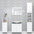 Conjunto Móveis Casa de Banho Contraplacado Branco Brilhante 4 pcs