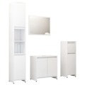 Conjunto Móveis Casa de Banho Contraplacado Branco Brilhante 4 pcs