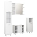 Conjunto de Móveis de Casa de Banho Contraplacado Branco 4 pcs