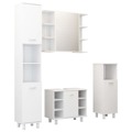 Conjunto Móveis Casa de Banho Contraplacado Branco Brilhante 4 pcs