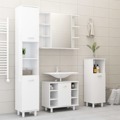 Conjunto Móveis Casa de Banho Contraplacado Branco Brilhante 4 pcs