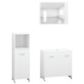 Conjunto Móveis Casa de Banho Contraplacado Branco Brilhante 3 pcs