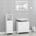 Conjunto Móveis Casa de Banho Contraplacado Branco Brilhante 3 pcs