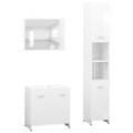 Conjunto de Móveis de Casa de Banho Contraplacado Branco 3 pcs