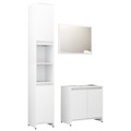 Conjunto de Móveis de Casa de Banho Contraplacado Branco 3 pcs