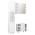 Conunto Móveis Casa de Banho Contraplacado Branco Brilhante 3 pcs