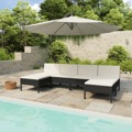 Conjunto Lounge de Jardim C/ Almofadões Vime Pe Preto 6 pcs