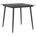 Mesa de Jantar para Jardim 80x80x74 cm Aço e Vidro Preto