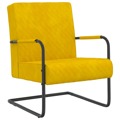 Cadeira Cantilever Veludo Amarelo Mostarda