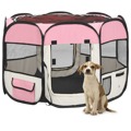 Parque Dobrável P/ Cão C/ Saco de Transporte 90x90x58 cm Rosa