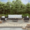 Conjunto Lounge de Jardim C/ Almofadões Vime Pe Preto 4 pcs