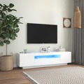 Móvel de Tv com Luzes LED 160x35x40 cm Branco Brilhante