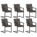 Cadeiras de Jantar Cantilever 6 pcs Couro Genuíno Cinzento