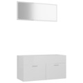 Conjunto Móveis de Casa de Banho 2 pcs Contrapl. Branco Brilhante