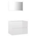 Conjunto Móveis Casa de Banho Contraplacado Branco Brilhante 2 pcs