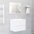 Conjunto Móveis Casa de Banho Contraplacado Branco Brilhante 2 pcs