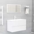 Conjunto Móveis Casa de Banho Contraplacado Branco Brilhante 2 pcs