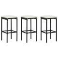 Conjunto de Bar para Jardim com Almofadões Preto 4 pcs