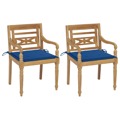 Cadeiras Batávia C/ Almofadões Azul Real 2 pcs Teca Maciça