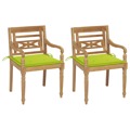 Cadeiras Batávia C/ Almofadões Verde Alface 2 pcs Teca Maciça