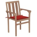 Cadeiras de Jardim C/ Almofadões Vermelho 2 pcs Teca Maciça